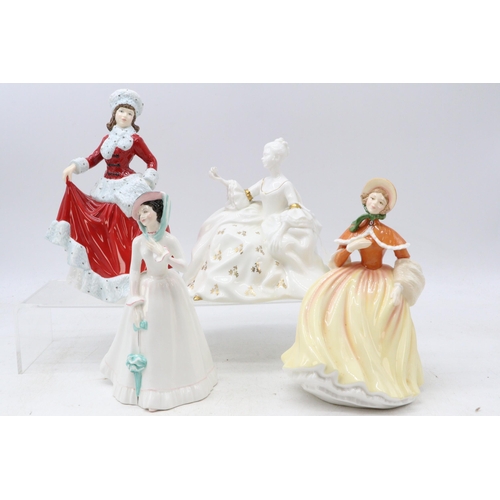 715 - Four Royal Doulton figurines to include Antoinette HN2326, Julia HN2706, Pretty Ladies Winter HN5314... 