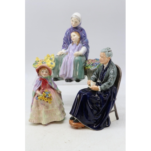 719 - Three Royal Doulton figurines to include Granny's Shawl HN1642, the Cup of Tea HN2232 and Granny's H... 