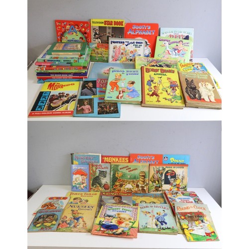 724 - Quantity of assorted children's books (some vintage) to include annuals, pop up books etc