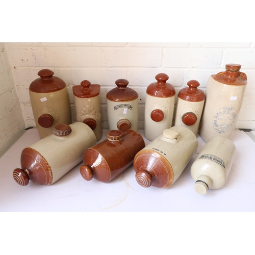 629 - Ten assorted stoneware footwarmers/hot water bottles including Bon Nuit foot warmer etc