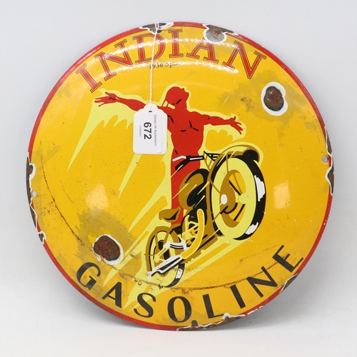 672 - Enamel sign (Gasoline)