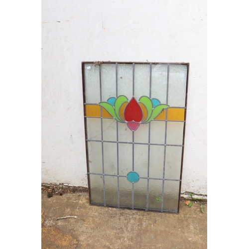 61 - Contemporary stained-glass panel mounted on a double glazed unit with privacy backing. Measuring app... 