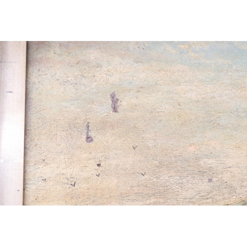 72 - Two oil paintings both dated 1906 by E Wells one image has two cuts to the canvas, each measuring fr... 