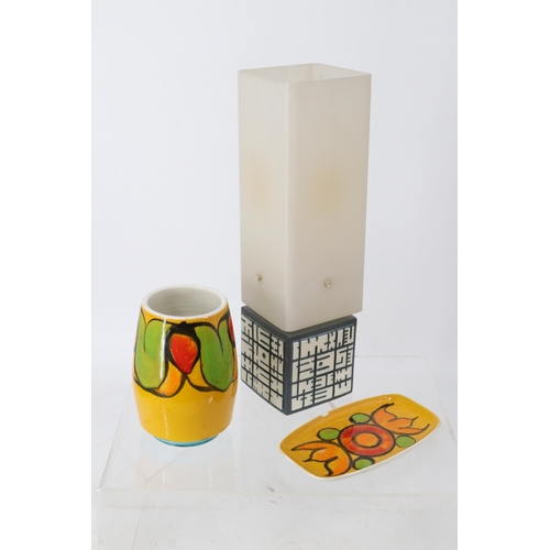 83 - Poole Pottery Robert Jefferson Helios lamp with original shade (TRADE/SPARES/REPAIRS) together with ... 