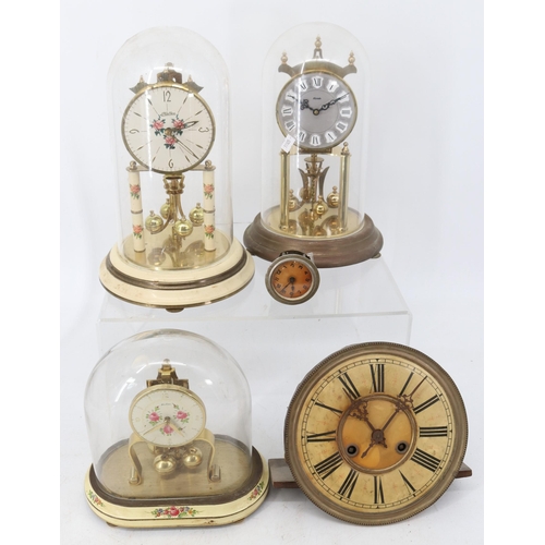 88 - Bentima, Kundo and Haller anniversary clocks together with a small clock and clock face and movement... 