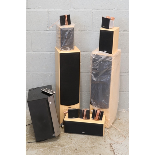 91 - Five Eltax Discovery surround sound speakers together with an LG system. Untested - TRADE - SPARES O... 
