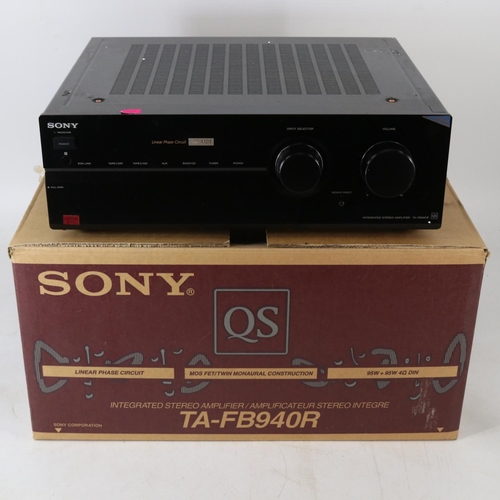 112 - A Sony integrated amplifier TA-FB940R and a Sony tuner ST-SB920, both with original boxes. UNTESTED ... 