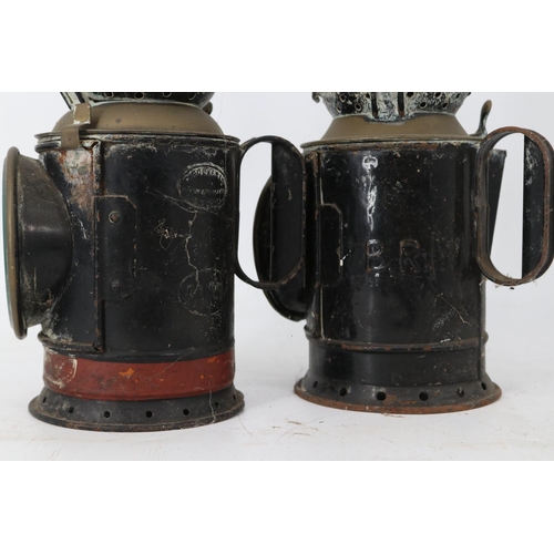 113 - Two carriage lamps both with B R (W) pressed to the sides one made by Bladon and one by C Polkey of ... 
