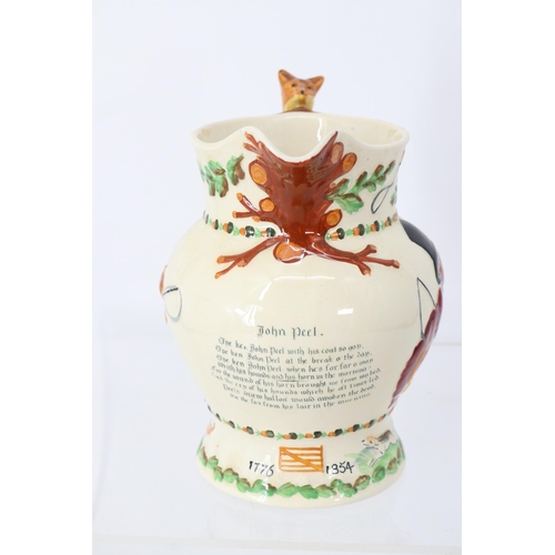 123 - A Crown Devon Fieldings musical jug featuring Mr Peel and a fox handle. Together with other ceramics... 