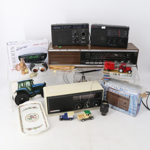 235 - A selection of mixed lot goods to include vintage radios (TRADE/SPARES/REPAIRS), binoculars, ceramic... 