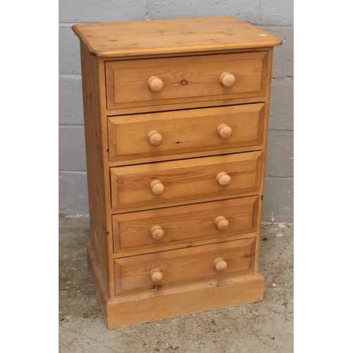 238 - A five drawer pine chest of drawers measuring approx. 62W x 45D x 102cmH