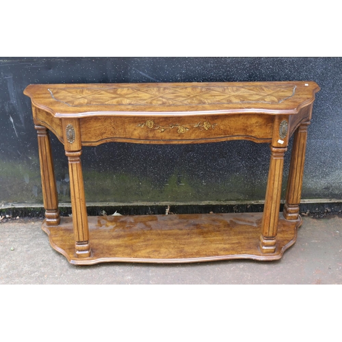 258 - Reproduction inlaid console table measuring approx 123cmW x 36cmD x 70cmH