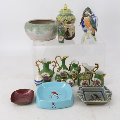 270 - Selection of ceramics to include Limoges, Gobel kingfisher, oriental ceramics including Cloisonne tr... 