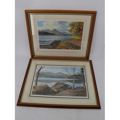 280 - Two prints of Coniston Water, one by K. Melling, the other by Jill Aldersley (?).