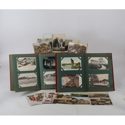 289 - Two albums of vintage postcards together with a quantity of loose postcards. Some RP topo noted.