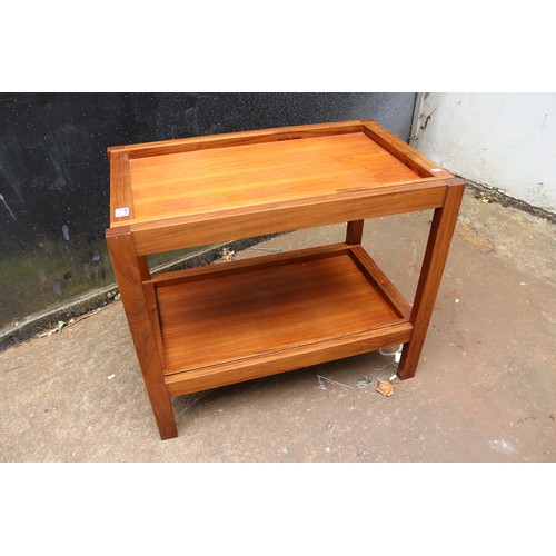 298 - Teak two tier side table with removable trays.