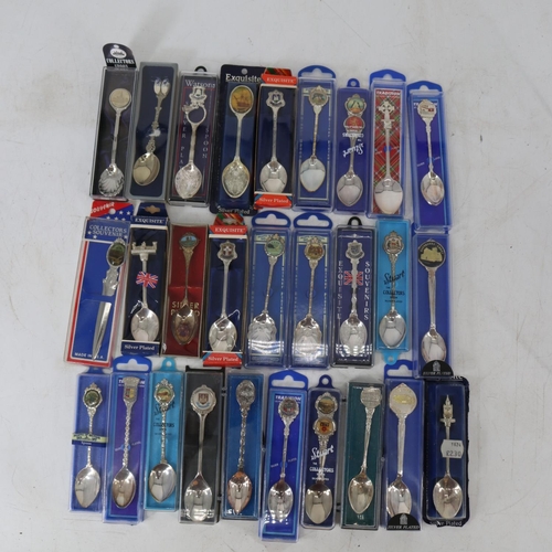 350 - A large collection of collectors spoons (including a Blue John tipped spoon), and other plated items... 