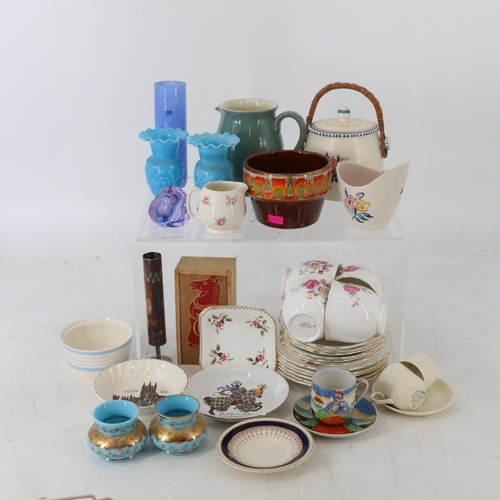 363 - A mixed lot of sundry items including Poole, glassware, stamp albums, books etc..