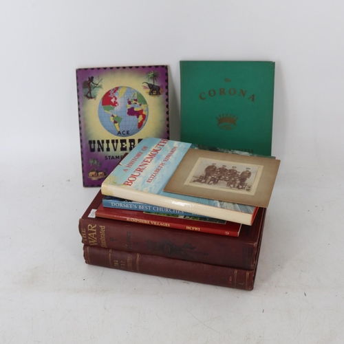 363 - A mixed lot of sundry items including Poole, glassware, stamp albums, books etc..