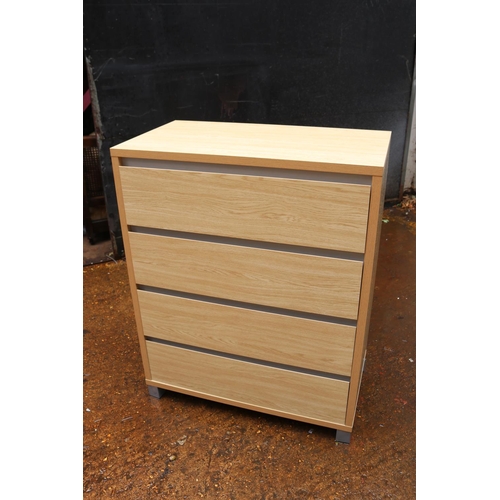 379 - Contemporary four drawer chest of drawers measuring approx 81cm x 45cm x 102cm and two bedsides each... 