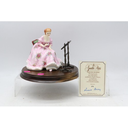 394 - Royal Doulton porcelain figurine Tapestry Weaving with certificate and plinth base together with Roy... 