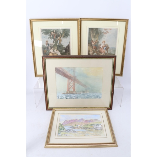 436 - A collection of painting and prints including a picture of Poole Harbour,