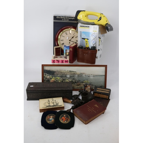 442 - Karcher wv2 window vac together with assorted collectables, books, spong mincer, binoculars etc.