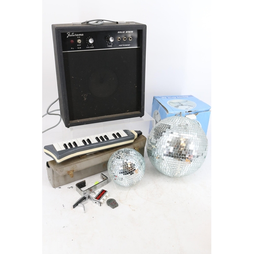 444 - Practice amp together with 3 disco balls, a Honer melodica etc (untested for functionality) TRADE/SP... 