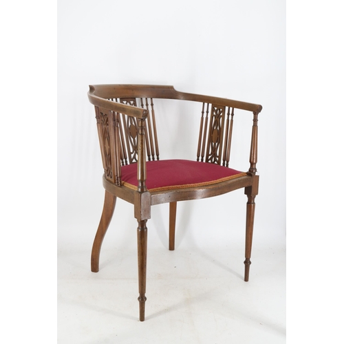 277 - Two cane seat chairs together with two upholstered chairs