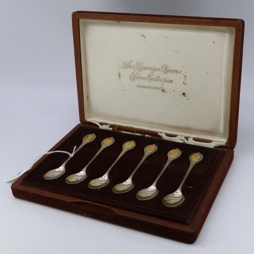 16 - A cased set of six, The Sovereign Queens Spoon collection. approx. weight 150g