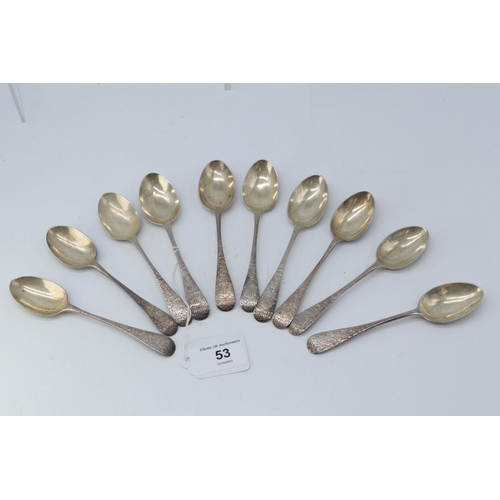 53 - Set of 10x silver hallmarked tea spoons (approx. weight 185g)