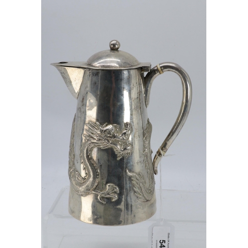 54 - Antique Wing Nam & co silver coffee pot signed to base with inset with Ivory spacers to the handle (... 