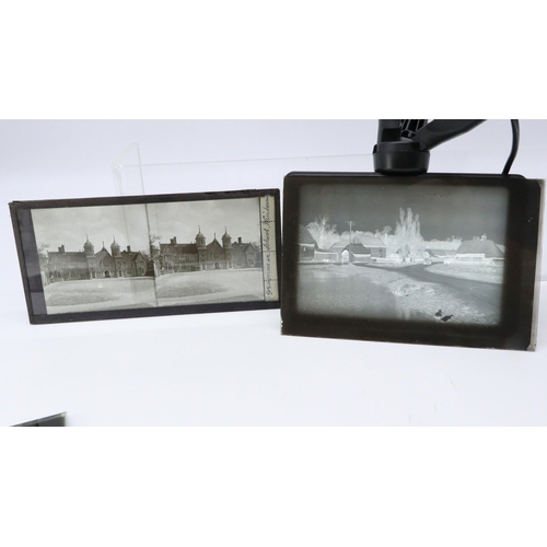 135 - A selection of Wimborne glass negative plates and magic lantern slides including Kaiser Officers at ... 