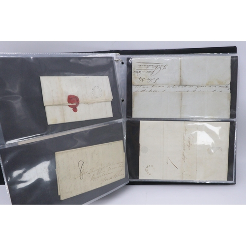 156 - Wimborne Postal history 1767-1847 Album full of early letters to do or mentioning Wimborne