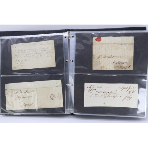 156 - Wimborne Postal history 1767-1847 Album full of early letters to do or mentioning Wimborne