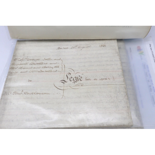 164 - 1625-1846 extremely well document selection of indentures, deeds, documents - relating to or mention... 