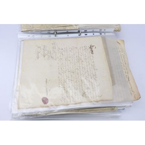 164 - 1625-1846 extremely well document selection of indentures, deeds, documents - relating to or mention... 