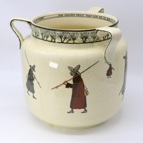 243 - Royal Doulton Isaac Walton ware three handled jardinière together with a large Royal Doulton Jardien... 