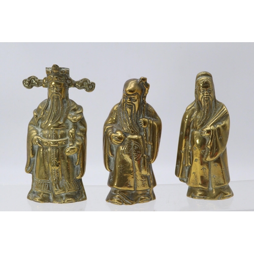 282 - Three brass oriental immortals (approx. height of the tallest 15cm)