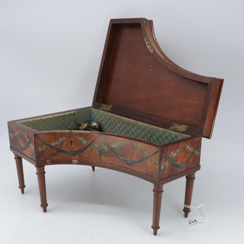 217 - Antique satin walnut Piano shaped jewellery box (no key banded and inlaid with marquetry to the top