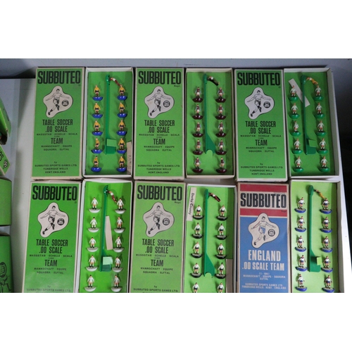 335 - A large selection of vintage Subbuteo football teams in original packaging (nos 5,7,101,21,156,154,4... 