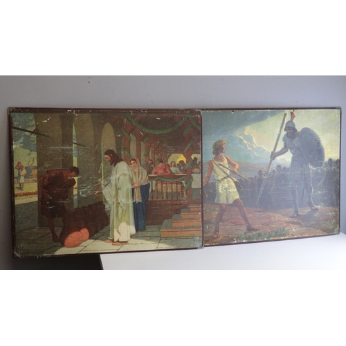 419 - 4 French school biblical mounted scenes