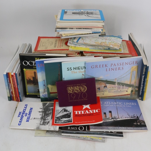 34 - A good selection of books predominately on Cruise Liners together with some maps etc