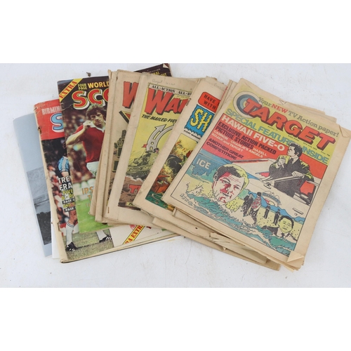 71 - Three cartons of Coinosseur, War Illustrated and War Time papers with other newspapers, comics and m... 