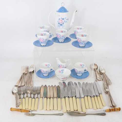 76 - Royal Albert Sorrento coffee set compete for 6 with one spare cup and saucer, milk jug and sugar bow... 