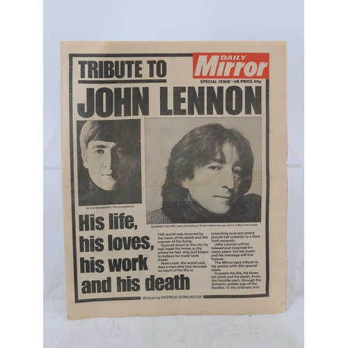 91 - Quantity of household items to include Daily Mirror special issue Tribute to John Lennon, Green Meta... 