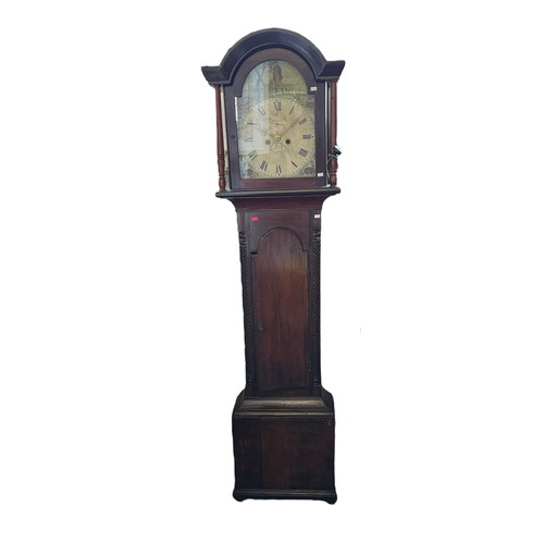 103 - Grandfather clock by F V Hocking complete with pendulum, weights and key