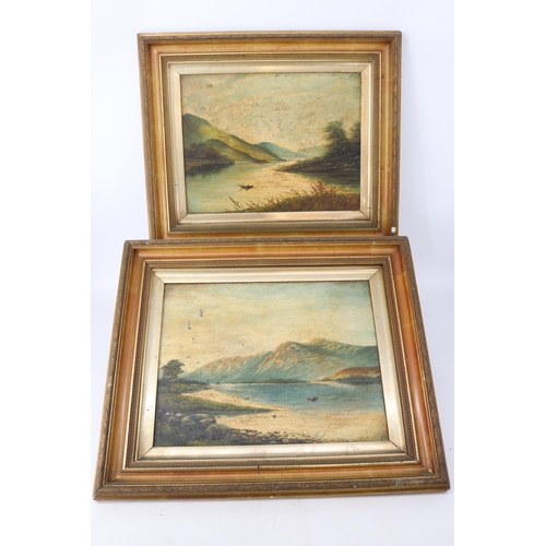 105 - Two oil paintings both dated 1906 by E Wells one image has two cuts to the canvas, each measuring fr... 