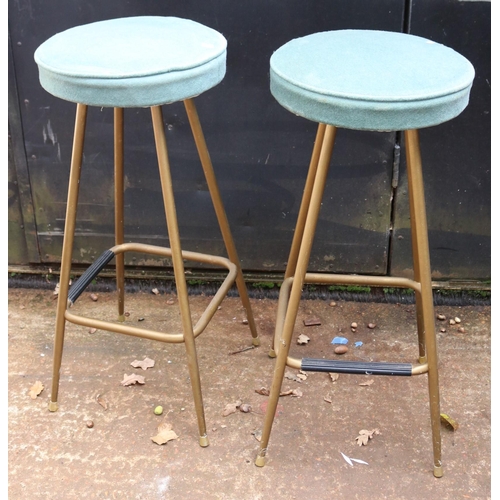 133 - Pair of 1960's bar stools (upholstery does not comply current fire regulations, it is down to the pu... 