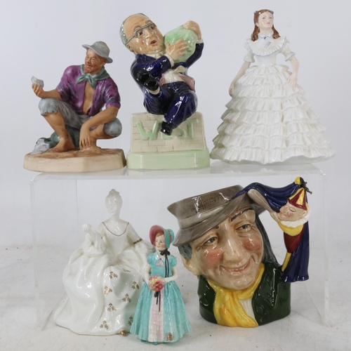 269 - Royal Doulton Beachcomber figure together with a character jug and other figures.